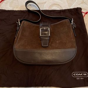 Coach Handbag Brown Suede and Leather